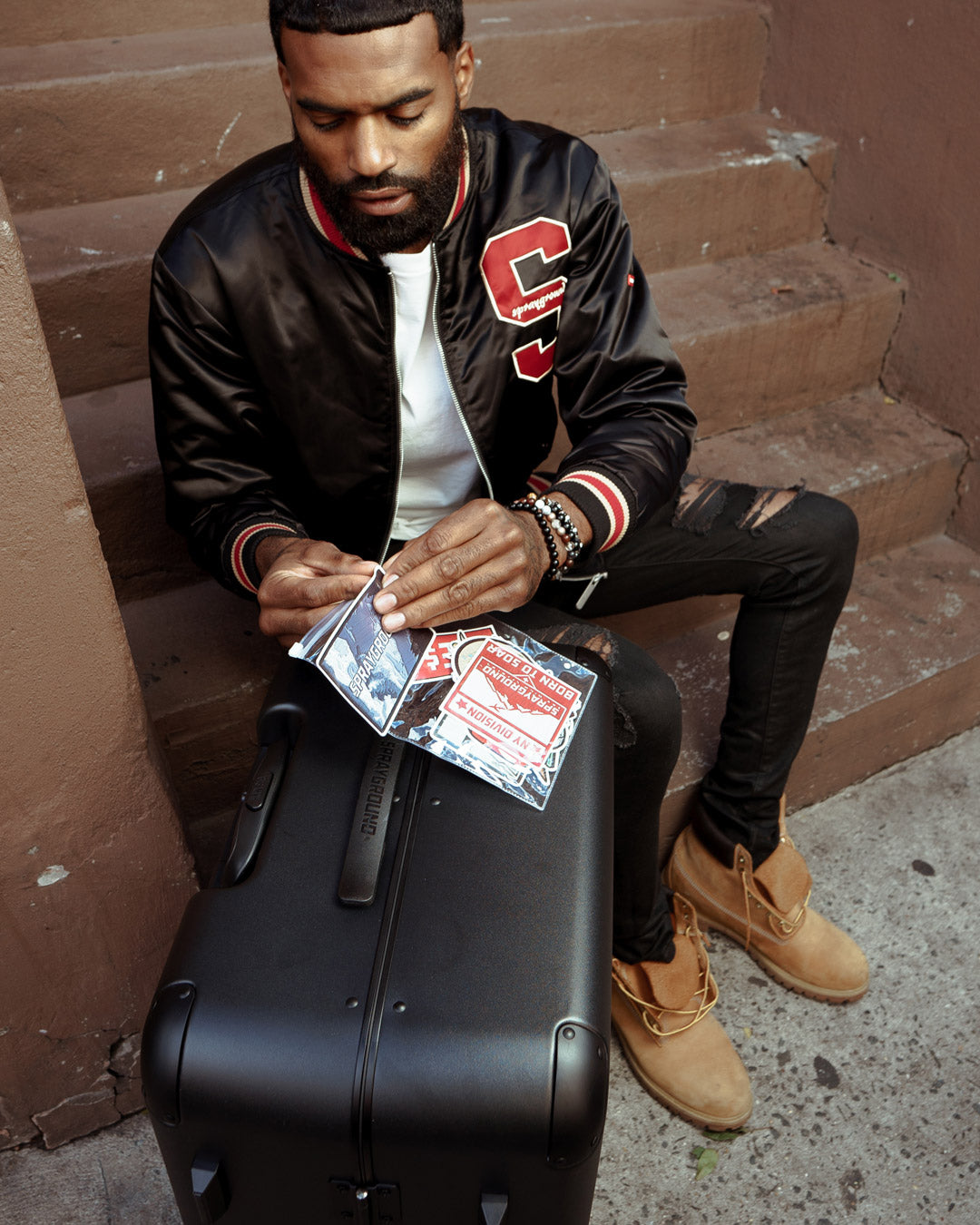 SPRAYGROUND® LUGGAGE CARGO PATCHES SHARKITECTURE FULL-SIZE LUGGAGE