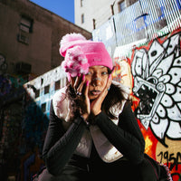 SPRAYGROUND® HAT PINK BEAR PUFF BEANIE