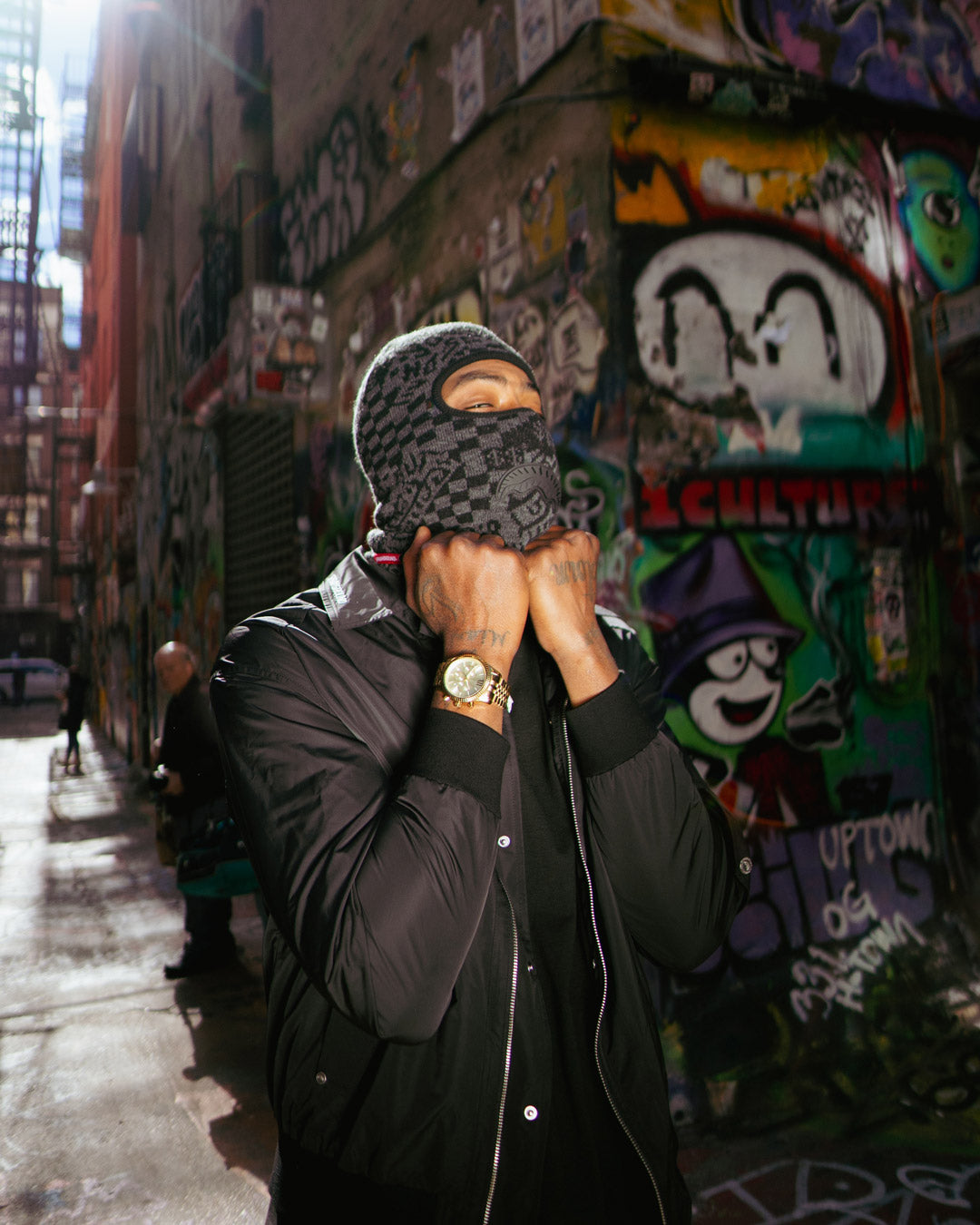 SPRAYGROUND® SKI MASK KNIT BLACK WARP CHECK SKI MASK