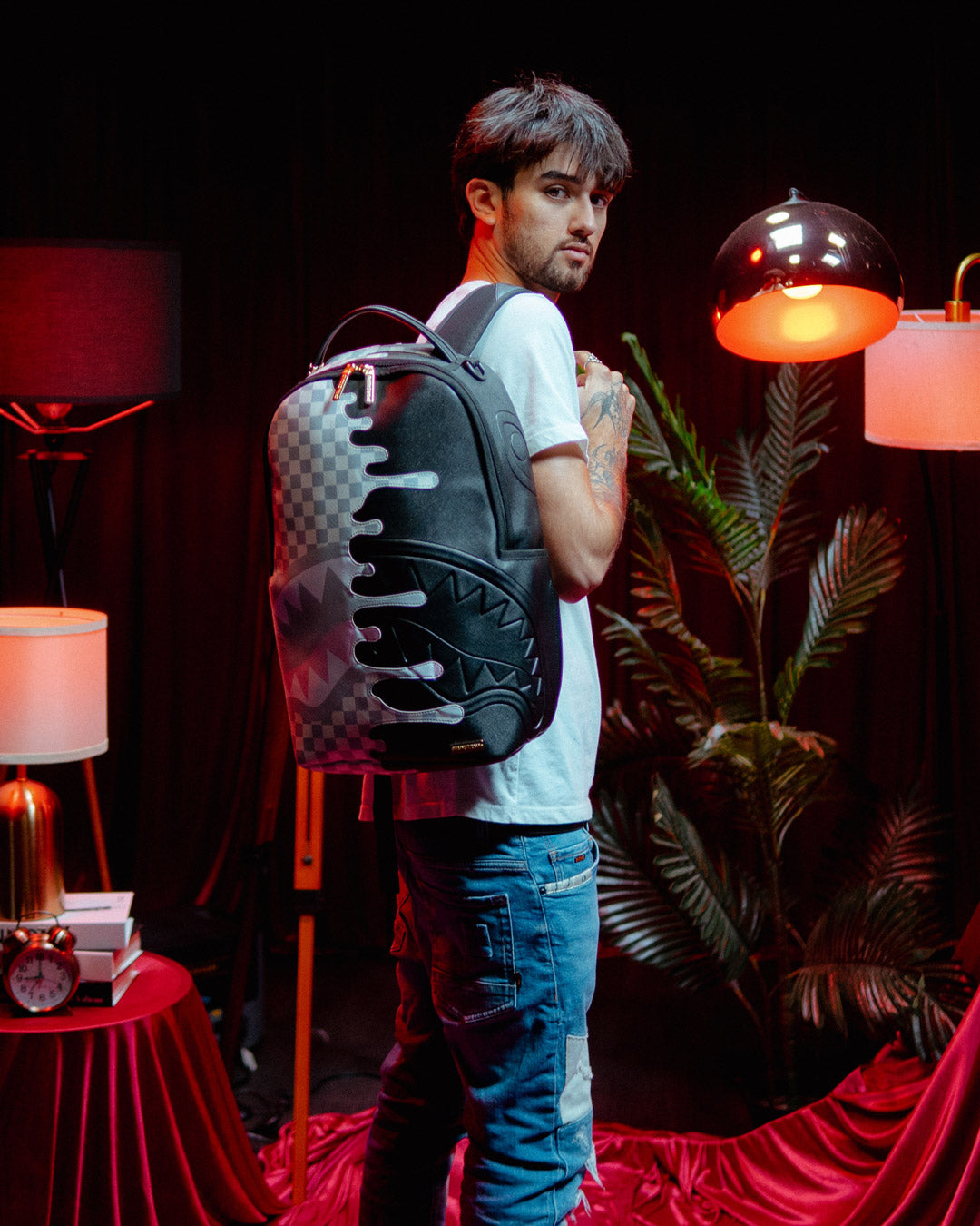 SPRAYGROUND® BACKPACK CREAM CHECK SIDE DRIP BACKPACK