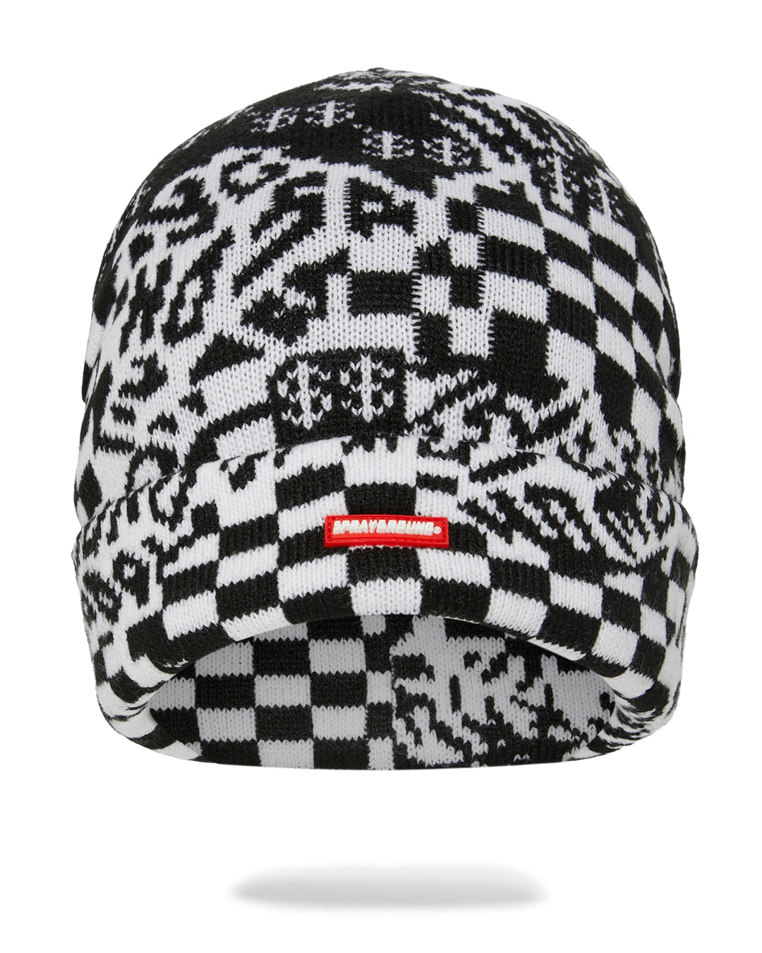 SPRAYGROUND® HAT BLACK AND WHITE WARP CHECK BEANIE
