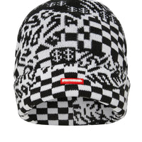 SPRAYGROUND® HAT BLACK AND WHITE WARP CHECK BEANIE