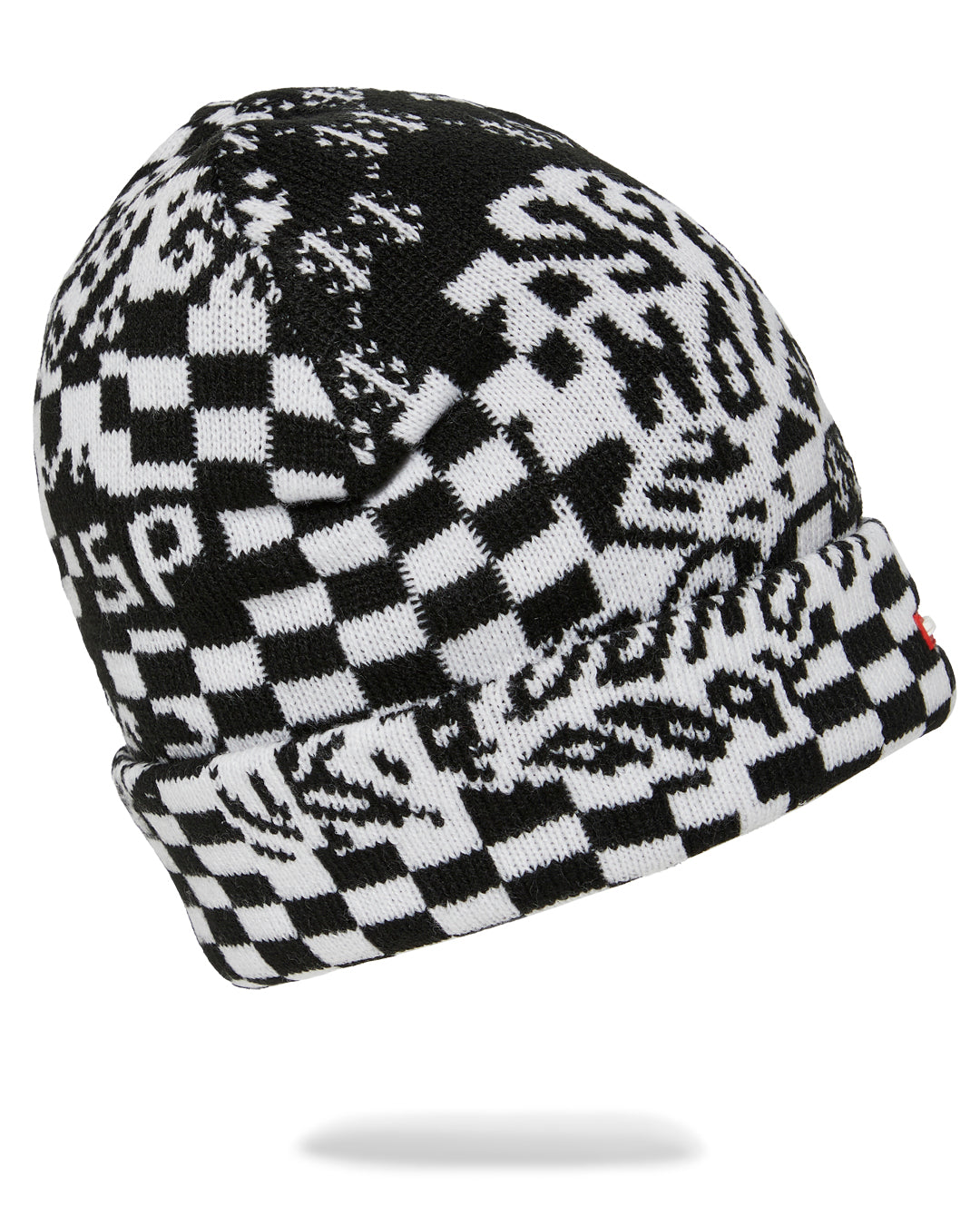 SPRAYGROUND® HAT BLACK AND WHITE WARP CHECK BEANIE