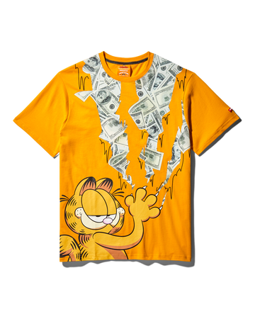 SPRAYGROUND® APPAREL GARFIELD CAT STRATCH GRAPHIC T-SHIRT (ORANGE)