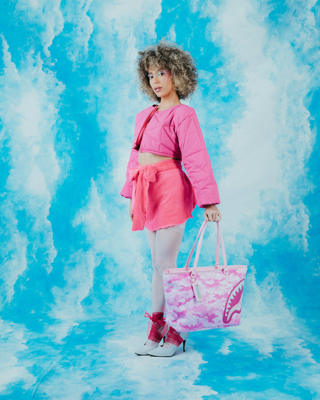 SPRAYGROUND® TOTE PINK CAMO FAUX FUR TOTE