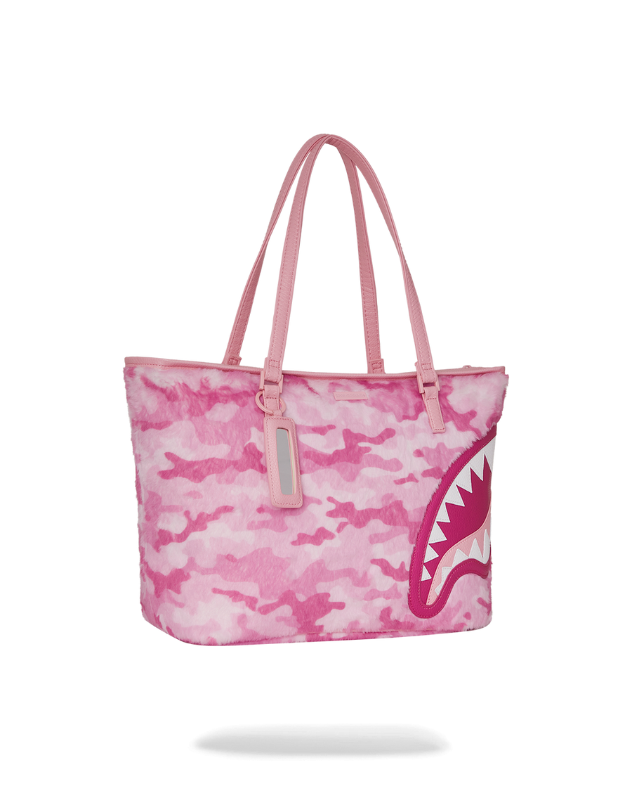 SPRAYGROUND® TOTE PINK CAMO FAUX FUR TOTE