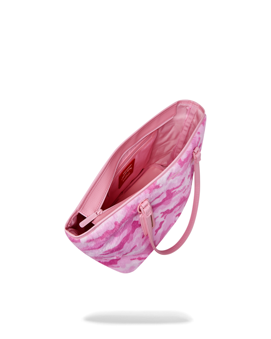 SPRAYGROUND® TOTE PINK CAMO FAUX FUR TOTE