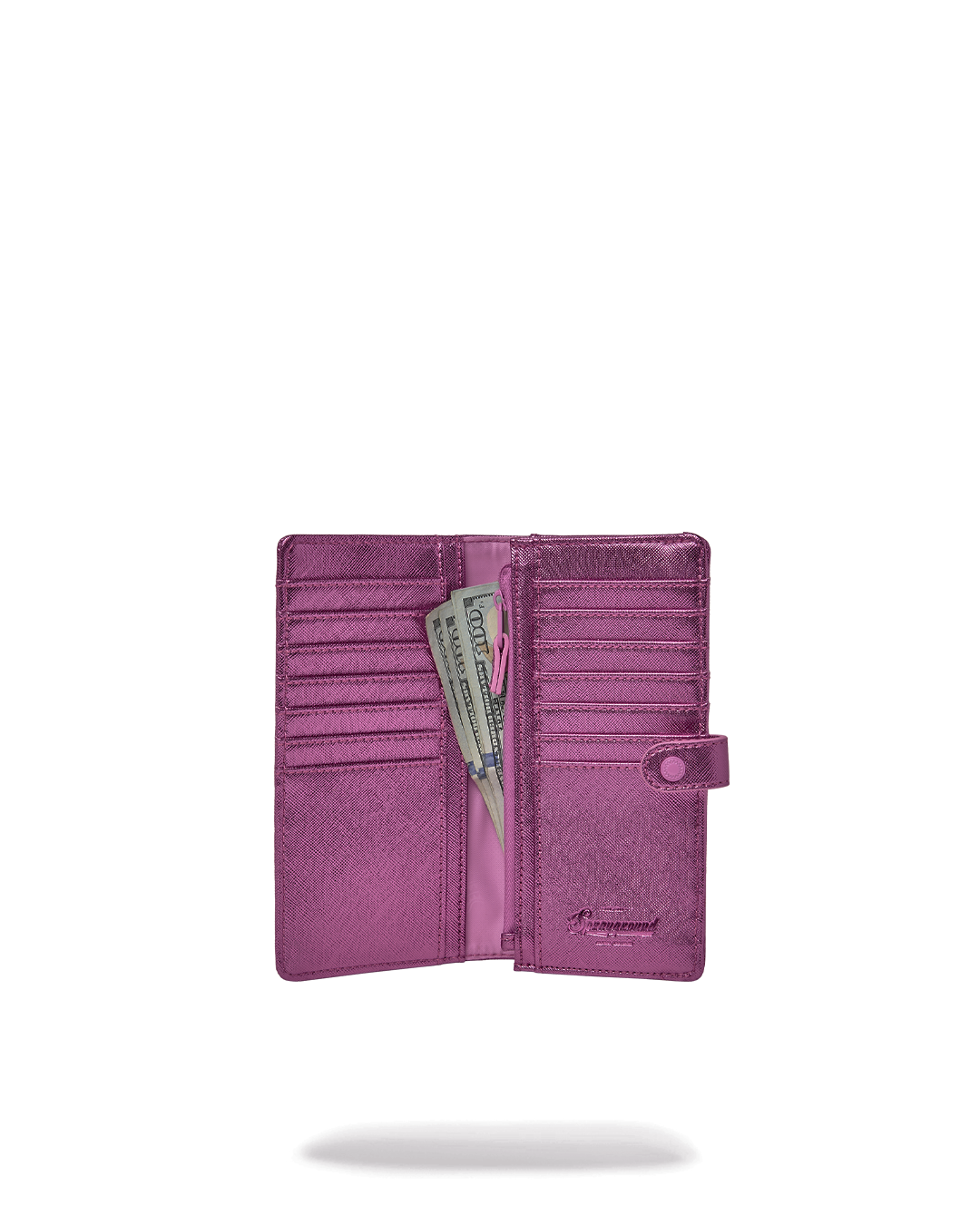 SPRAYGROUND® WALLET METALLIC PINK METALLIC DRIP SINGLE FOLD WALLET