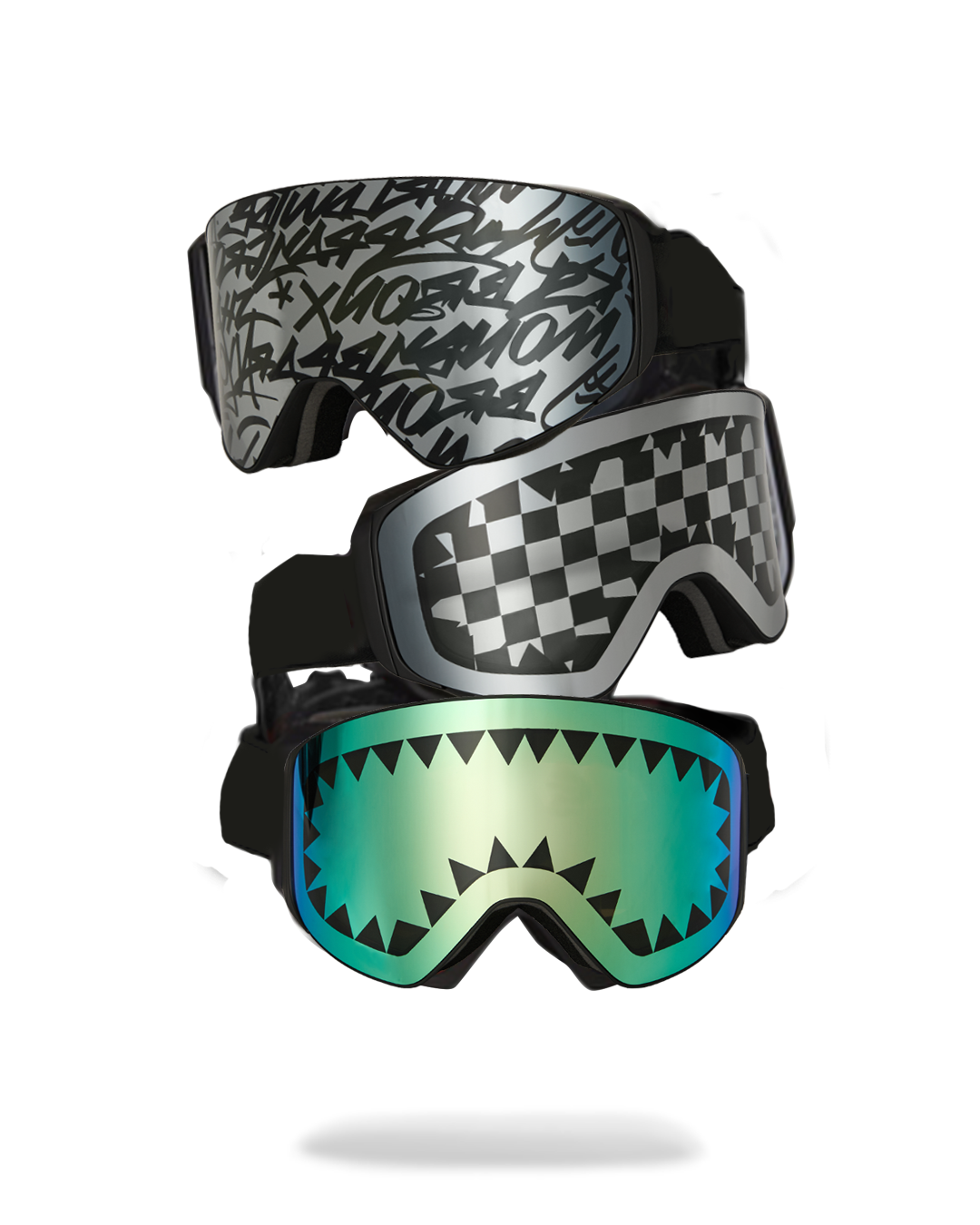 SPRAYGROUND® APPAREL GRAFFITI SKI GOGGLES SET (3 INTERCHANGEABLE LENSES)