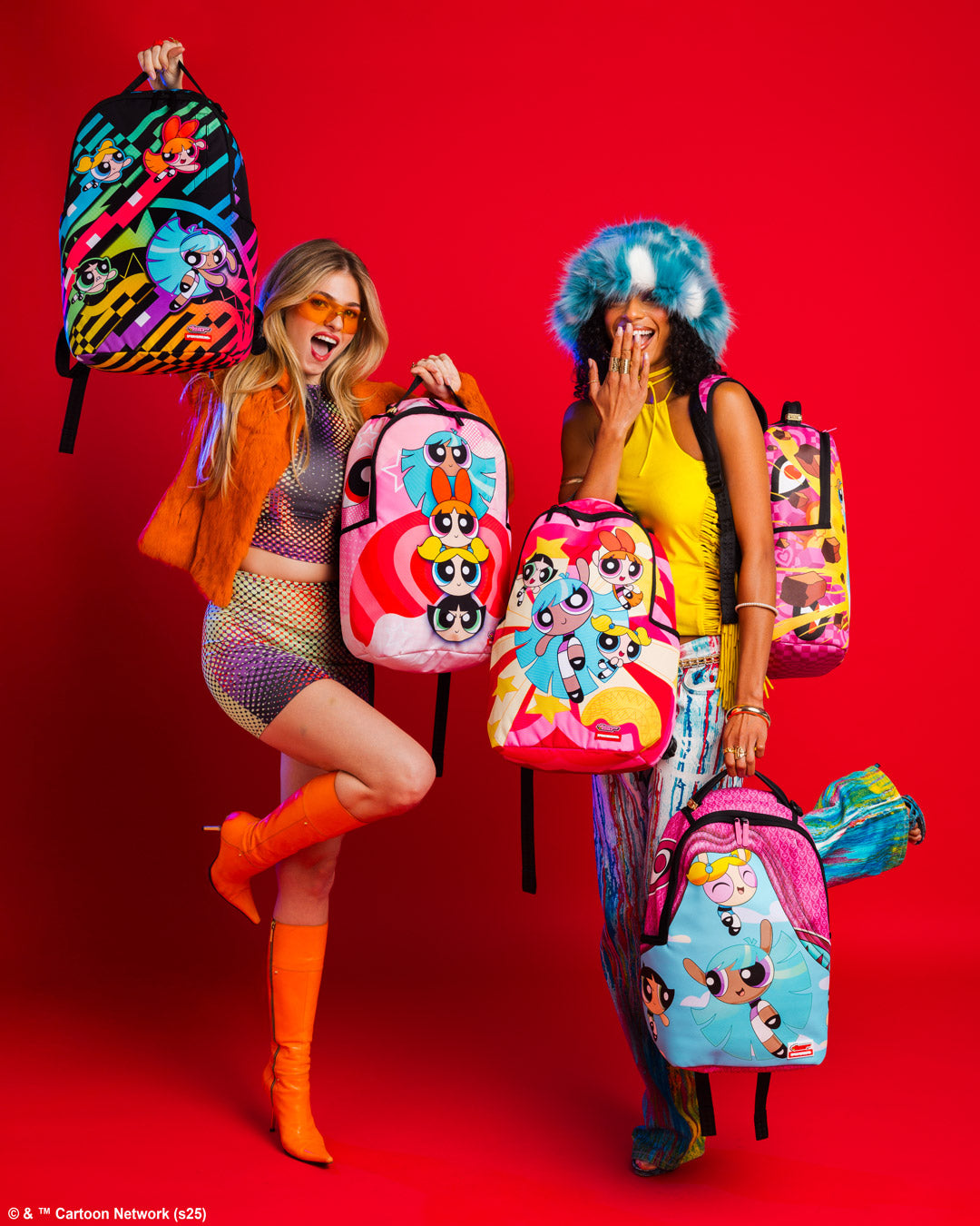 cartoon girl mini backpack Loungefly Network The Powerpuff Girls Loungefly Cartoon Network Retro Collage