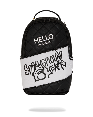 SPRAYGROUND® BACKPACK HELLO MY NAME IS 15 YEARS QUILTED BACKPACK