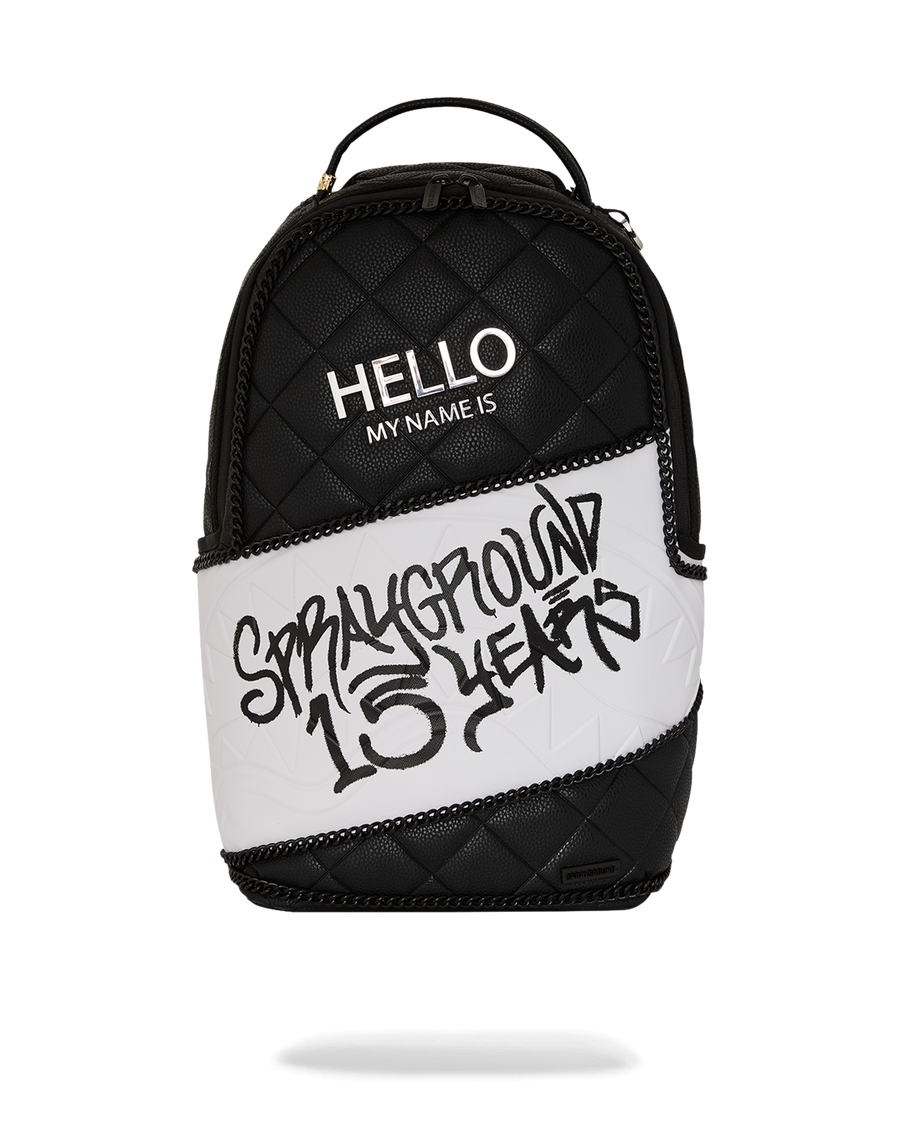 SPRAYGROUND® BACKPACK HELLO MY NAME IS 15 YEARS QUILTED BACKPACK