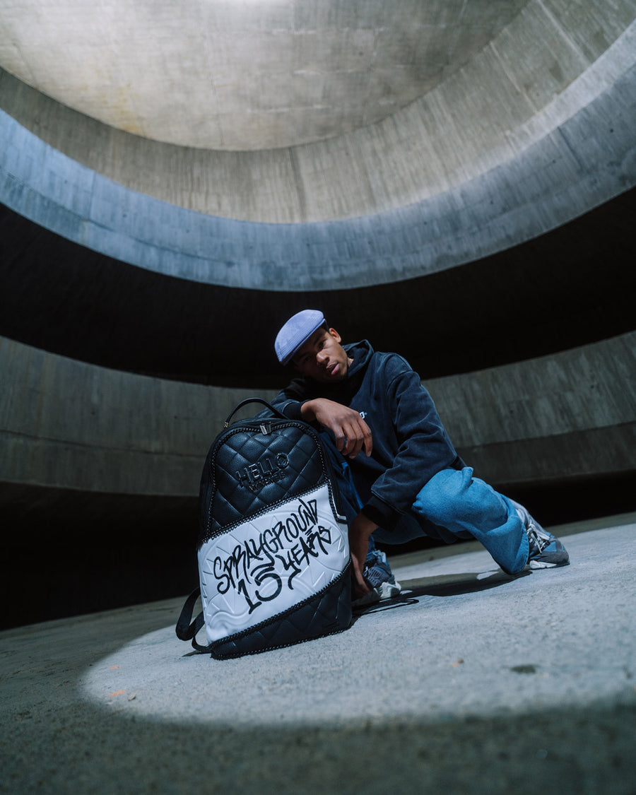 SPRAYGROUND® BACKPACK HELLO MY NAME IS 15 YEARS QUILTED BACKPACK
