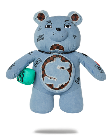 SPRAYGROUND® BACKPACK DENIM SHARK MONEYBEAR TEDDY BEAR