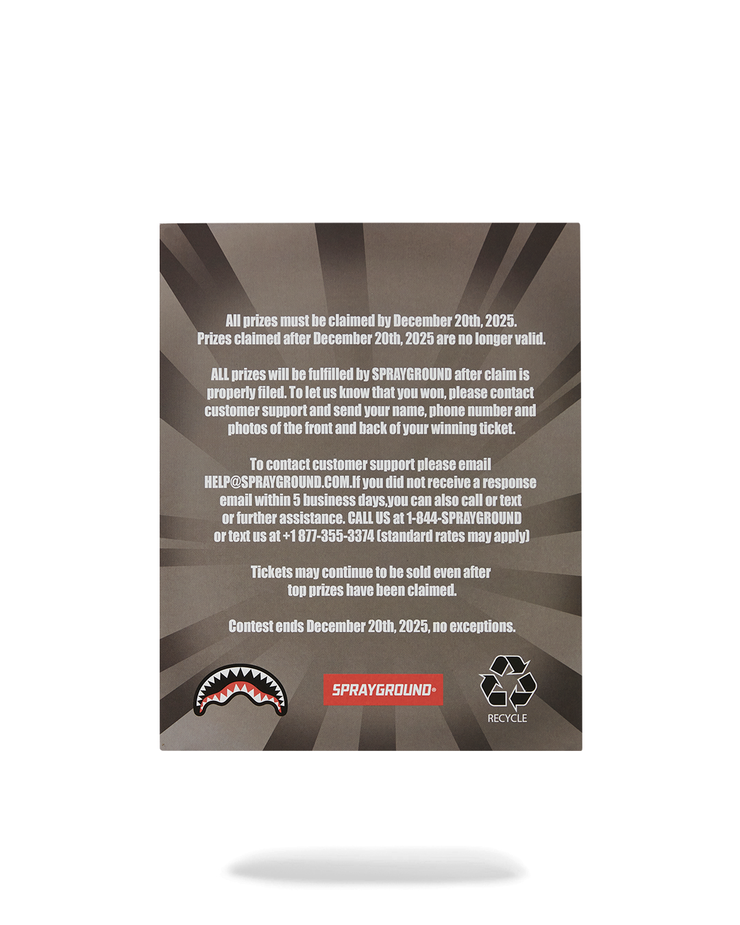SPRAYGROUND® SCRATCH OFF SCRATCH OFF PLAYING CARD - WIN A BACKPACK, MONEYBEAR OR LUGGAGE!