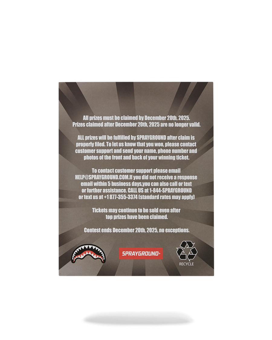 SPRAYGROUND® SCRATCH OFF SCRATCH OFF PLAYING CARD - WIN A BACKPACK, MONEYBEAR OR LUGGAGE!