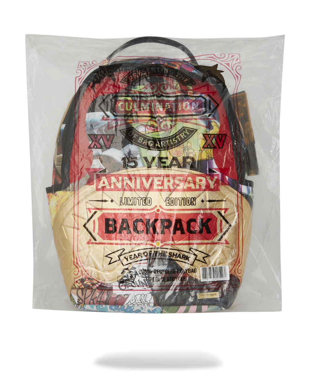 SPRAYGROUND® BACKPACK 15 YEARS GOLD AND SPLICED DLXV BACKPACK