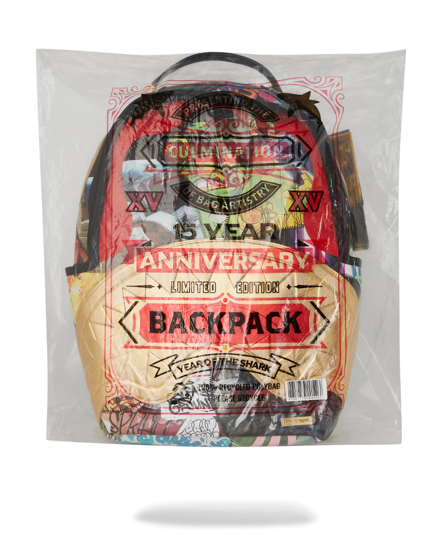 SPRAYGROUND® BACKPACK 15 YEARS GOLD AND SPLICED DLXV BACKPACK