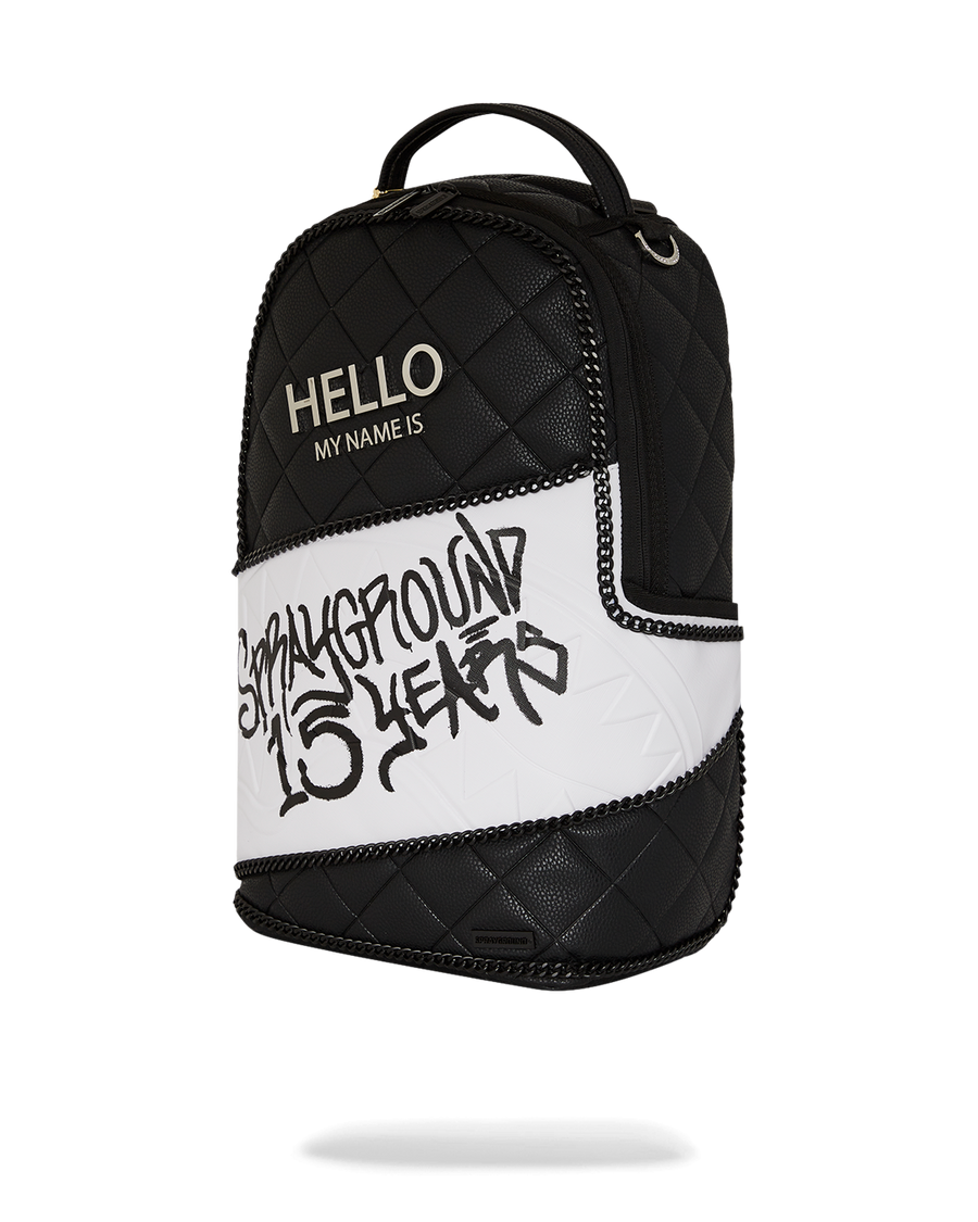 SPRAYGROUND® BACKPACK HELLO MY NAME IS 15 YEARS QUILTED BACKPACK