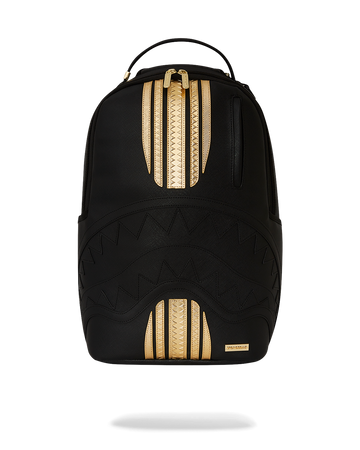 SPRAYGROUND® BACKPACK GOLD AND BLACK RACING STRIPES BACKPACK