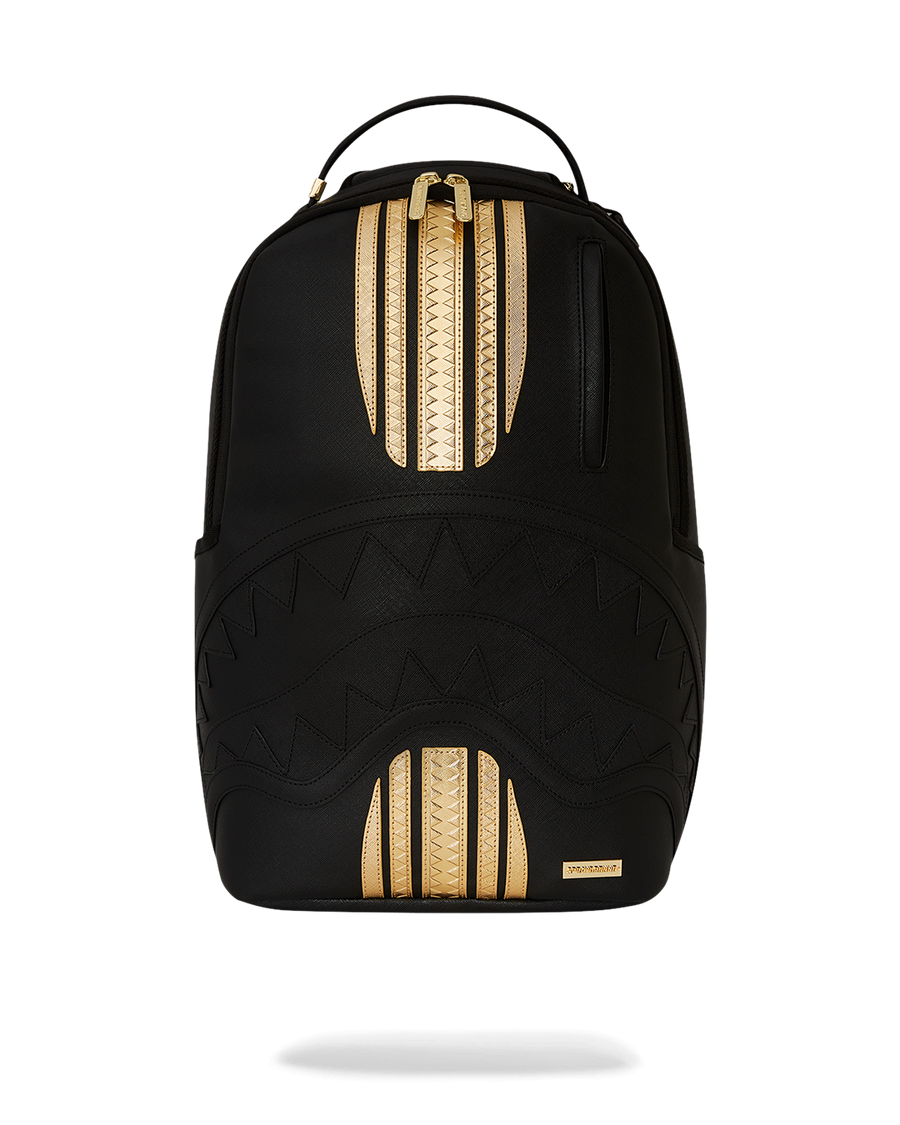 SPRAYGROUND® BACKPACK GOLD AND BLACK RACING STRIPES BACKPACK