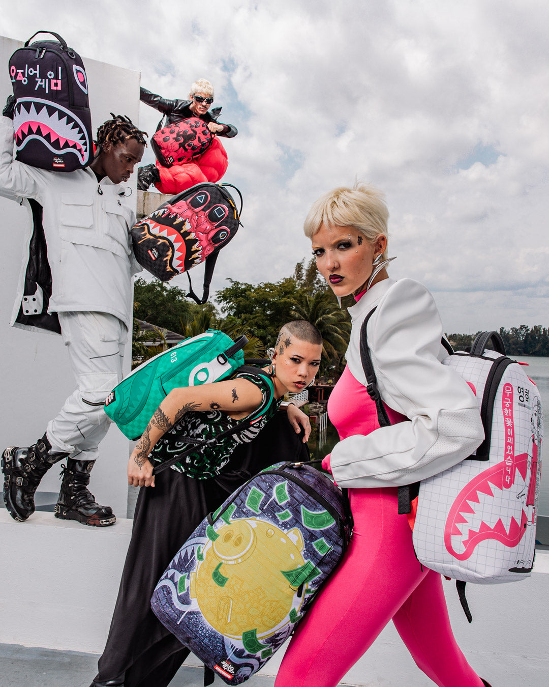 SPRAYGROUND® BACKPACK SQUID GAME FRONT MAN AND WORKERS CRAMMED BACKPACK