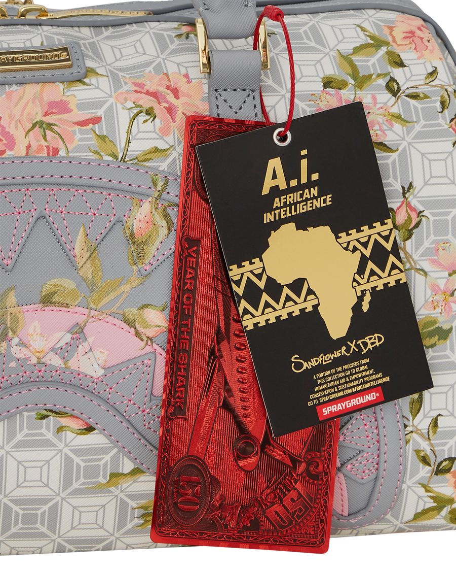 SPRAYGROUND® DUFFLE A.I. AFRICAN INTELLIGENCE ELEGANT ENERGY MINI DUFFLE - SANDFLOWER COLLAB