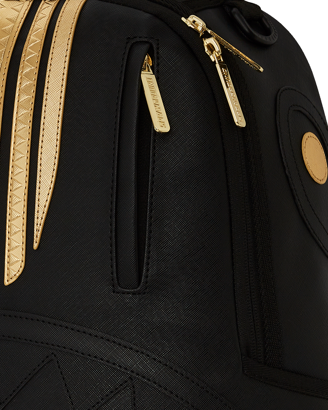 SPRAYGROUND® BACKPACK GOLD AND BLACK RACING STRIPES BACKPACK