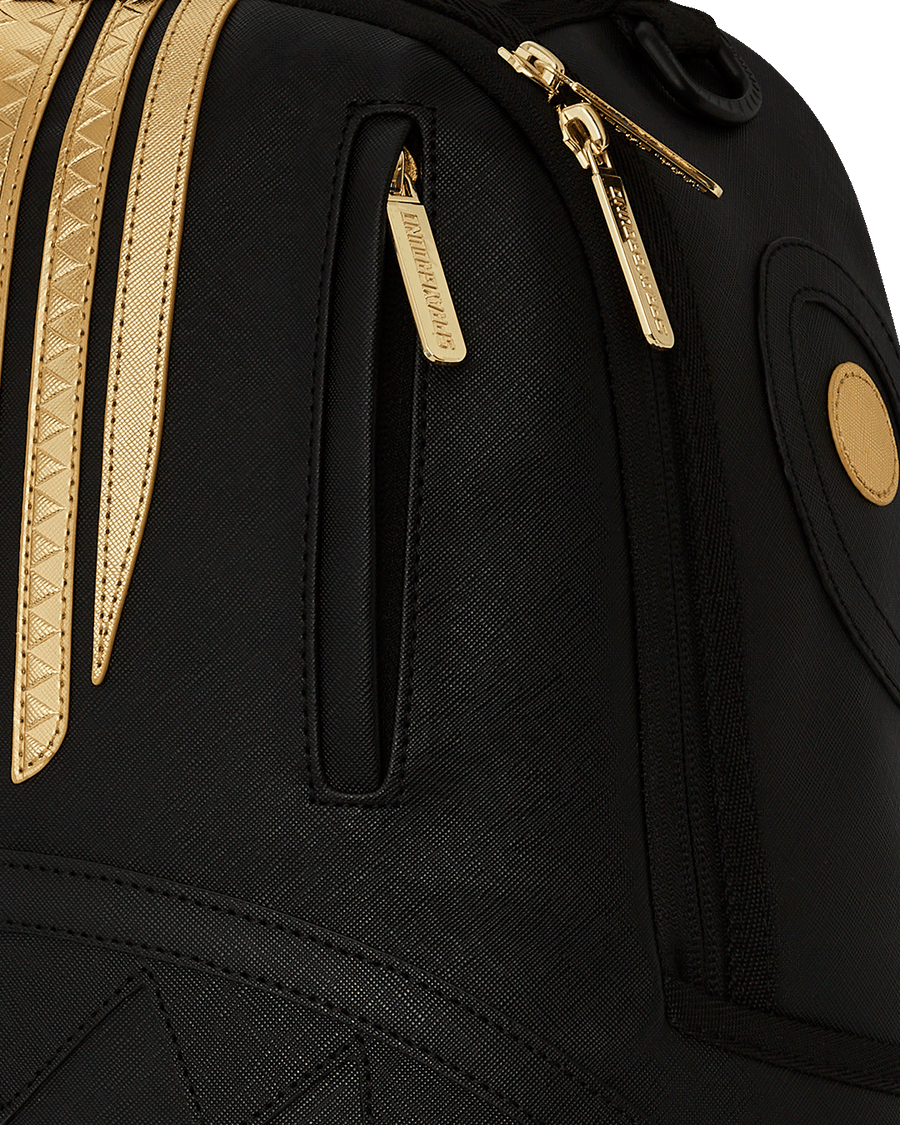 SPRAYGROUND® BACKPACK GOLD AND BLACK RACING STRIPES BACKPACK