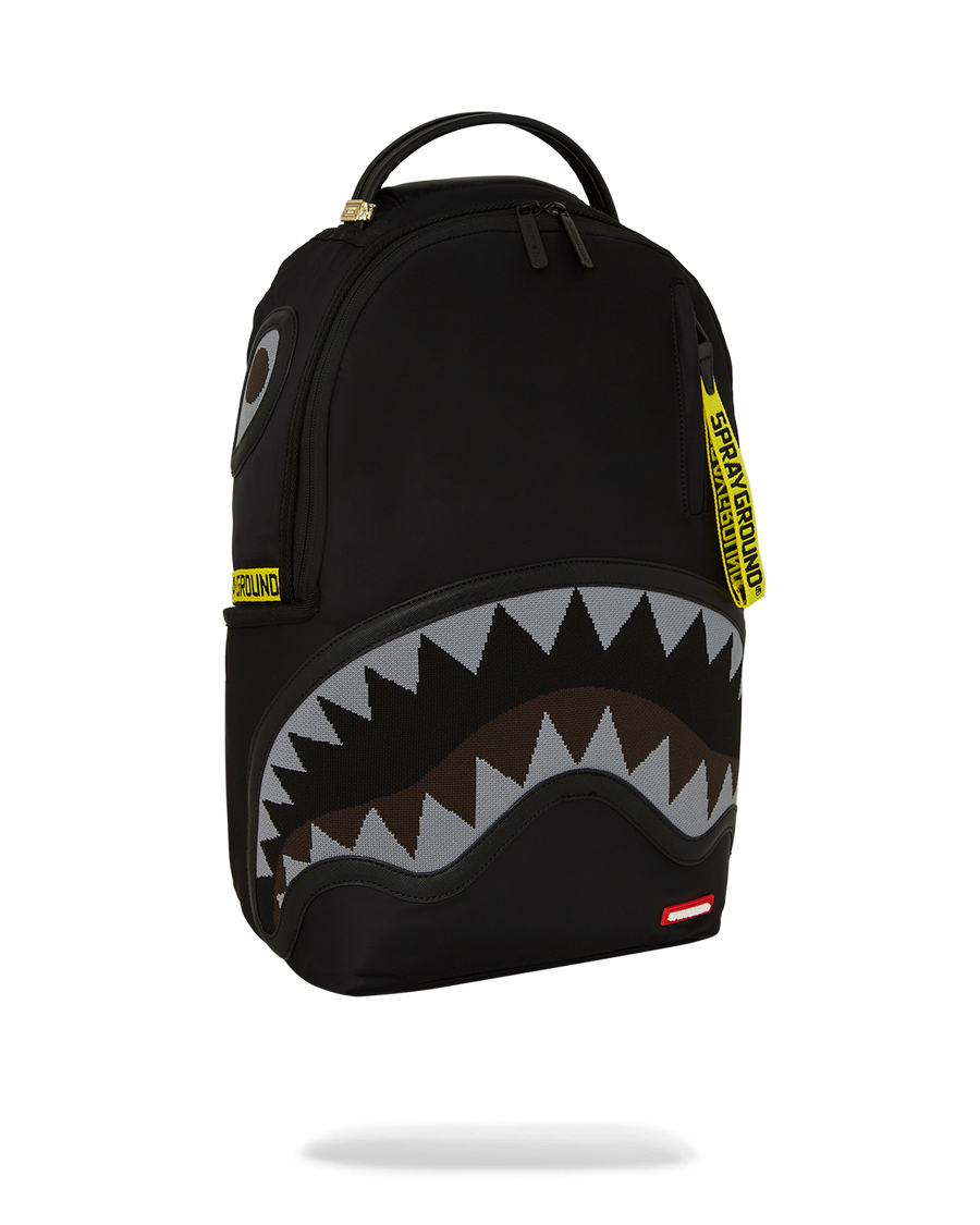 SPRAYGROUND® BACKPACK SHARK CENTRAL YELLOW TAPE DLX SATIN BACKPACK