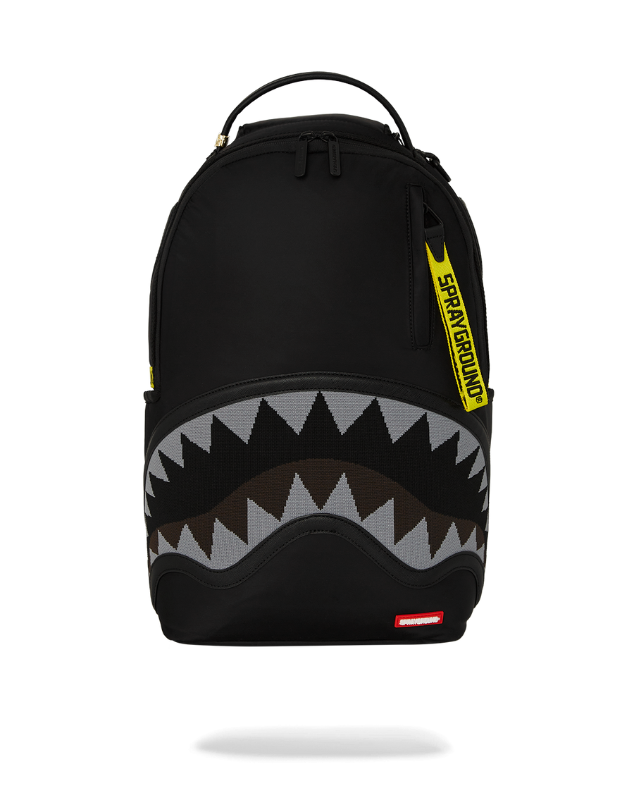 SPRAYGROUND® BACKPACK SHARK CENTRAL YELLOW TAPE DLX SATIN BACKPACK