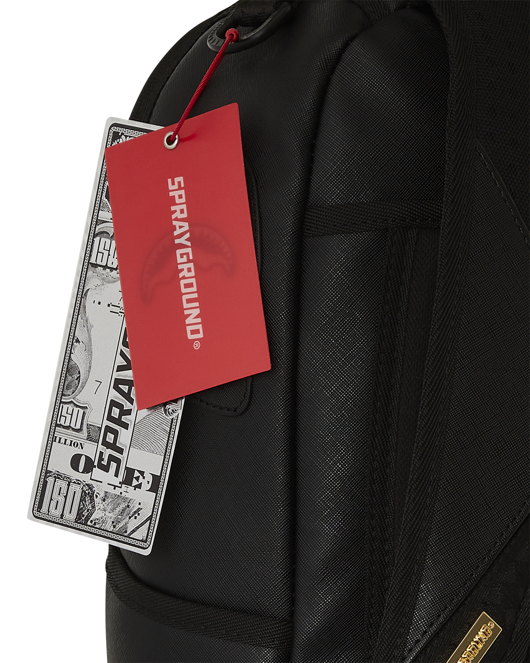 SPRAYGROUND® BACKPACK GOLD AND BLACK RACING STRIPES BACKPACK