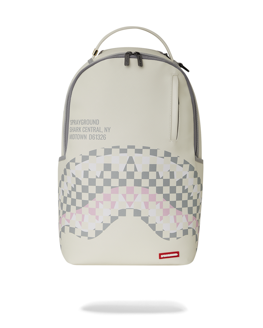 Sprayground Italy Racing Backpack – White, Shark Bite Logo, Water-Resistant Vegan Leather