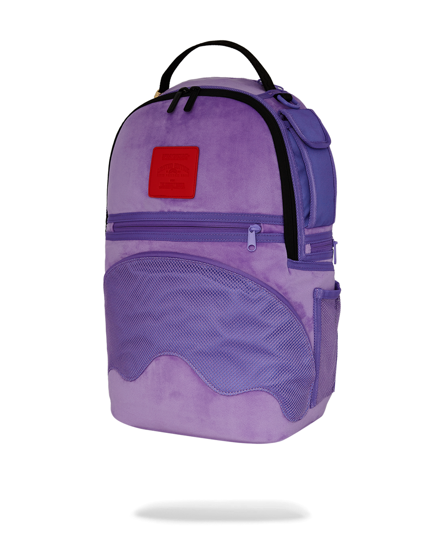 SPRAYGROUND® BACKPACK NOOO WAY!!! A REVERSIBLE BACKPACK - PURPLE VELOUR TO OG SHARKS IN PARIS BACKPACK
