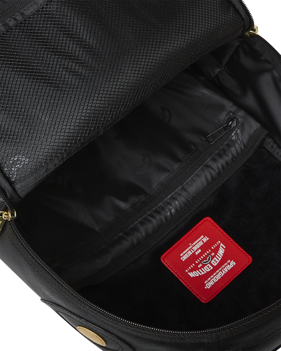 SPRAYGROUND® BACKPACK GOLD AND BLACK RACING STRIPES BACKPACK