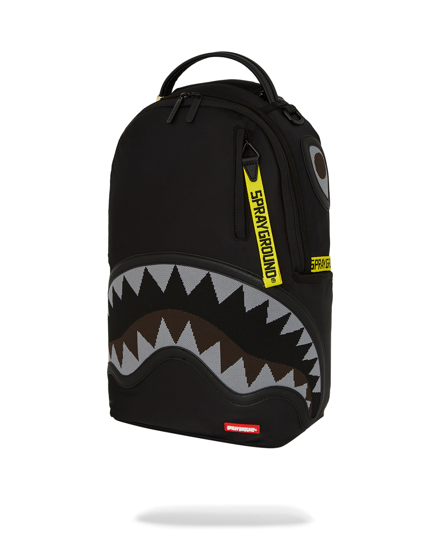 SPRAYGROUND® BACKPACK SHARK CENTRAL YELLOW TAPE DLX SATIN BACKPACK