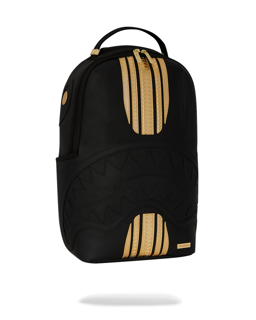 SPRAYGROUND® BACKPACK GOLD AND BLACK RACING STRIPES BACKPACK