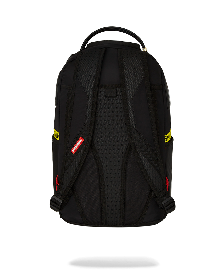 SPRAYGROUND® BACKPACK SHARK CENTRAL YELLOW TAPE DLX SATIN BACKPACK