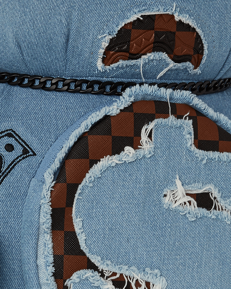 SPRAYGROUND® BACKPACK DENIM SHARK MONEYBEAR TEDDY BEAR