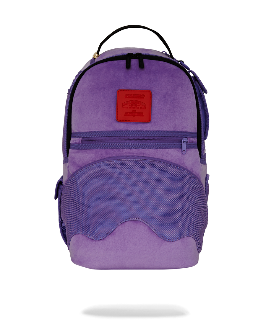 SPRAYGROUND® BACKPACK NOOO WAY!!! A REVERSIBLE BACKPACK - PURPLE VELOUR TO OG SHARKS IN PARIS BACKPACK