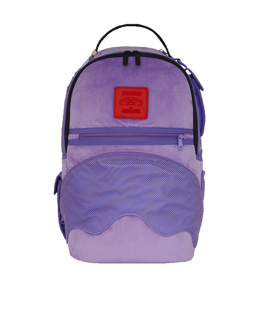 SPRAYGROUND® BACKPACK NOOO WAY!!! A REVERSIBLE BACKPACK - PURPLE VELOUR TO OG SHARKS IN PARIS BACKPACK