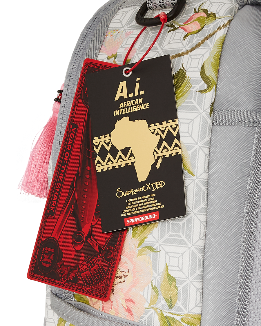 SPRAYGROUND® BACKPACK A.I. AFRICAN INTELLIGENCE ELEGANT ENERGY BACKPACK - SANDFLOWER COLLAB