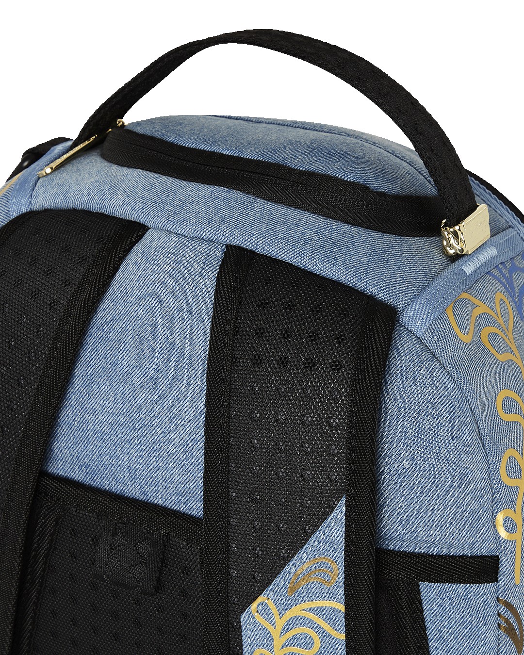 SPRAYGROUND® BACKPACK METALLIC PRINTED DENIM SHARK DLXSV BACKPACK