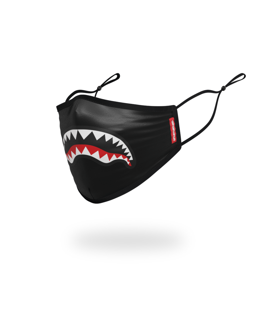 SPRAYGROUND® FASHION MASK ADULT SHARK LOGO (BLACK) FORM-FITTING FACE MASK