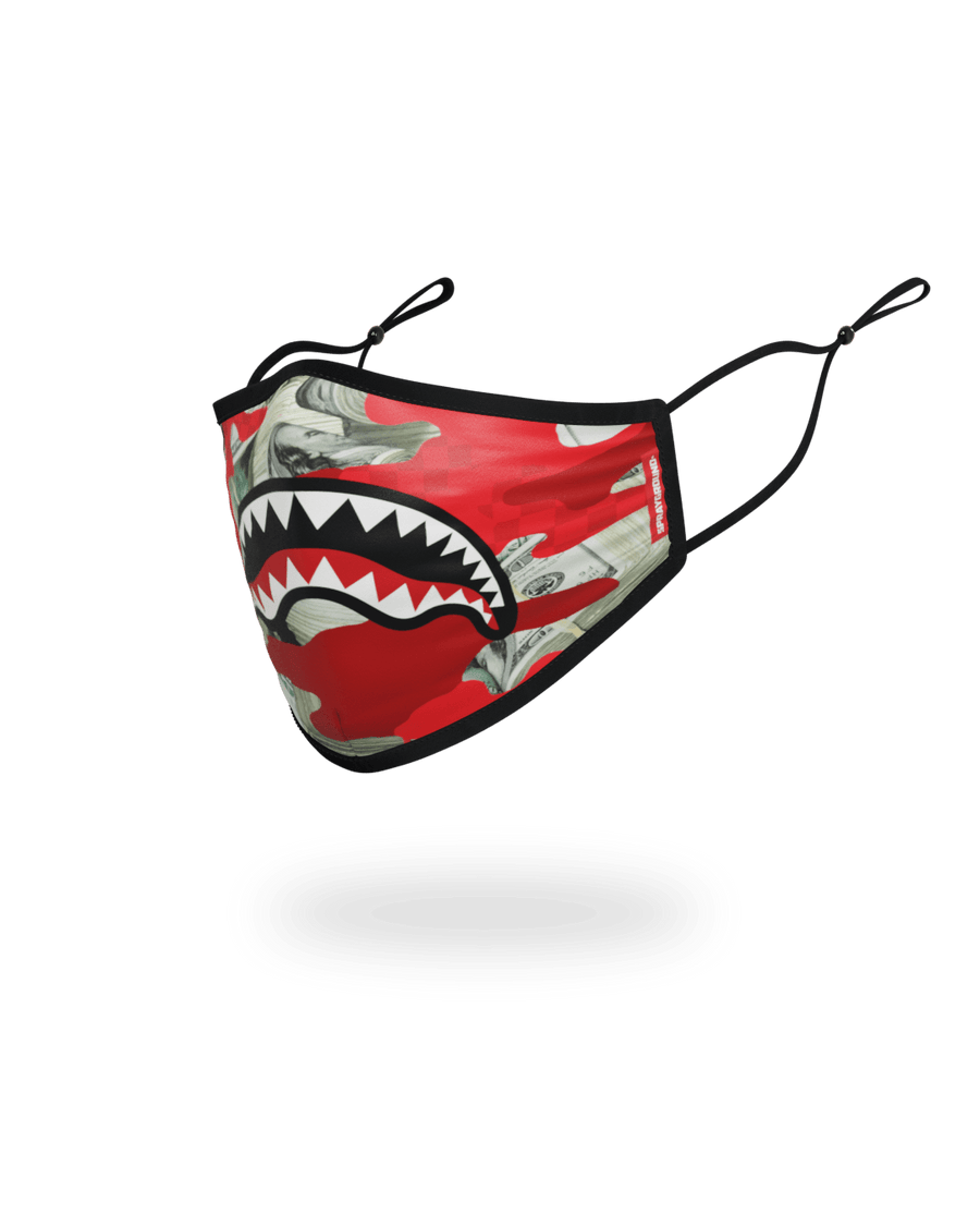 SPRAYGROUND® FASHION MASK ADULT MONEY CAMO (RED) FORM-FITTING FACE MASK