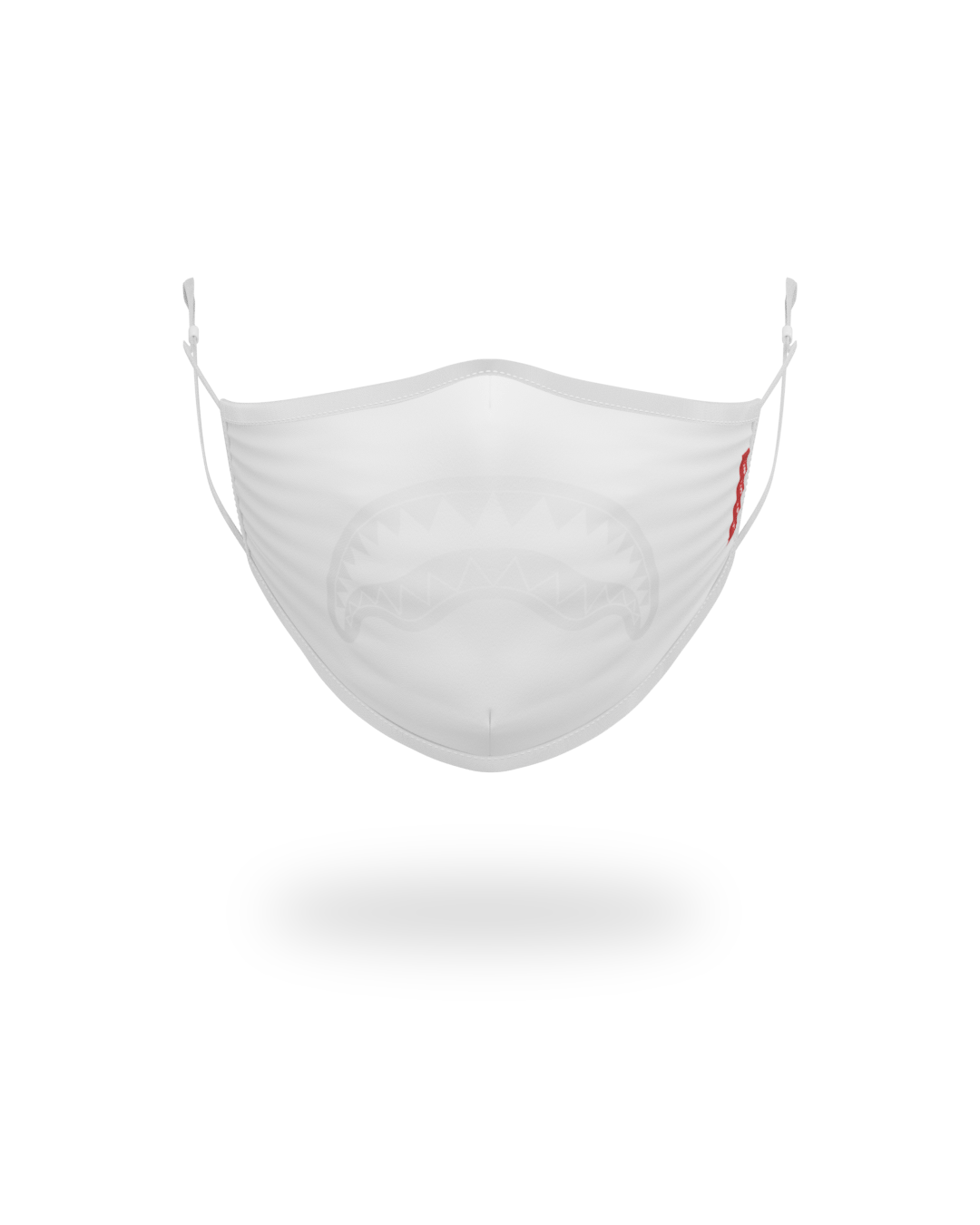 SPRAYGROUND® FASHION MASK ADULT WHITE ON WHITE SHARK FORM-FITTING FACE MASK