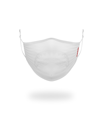 SPRAYGROUND® FASHION MASK ADULT WHITE ON WHITE SHARK FORM-FITTING FACE MASK