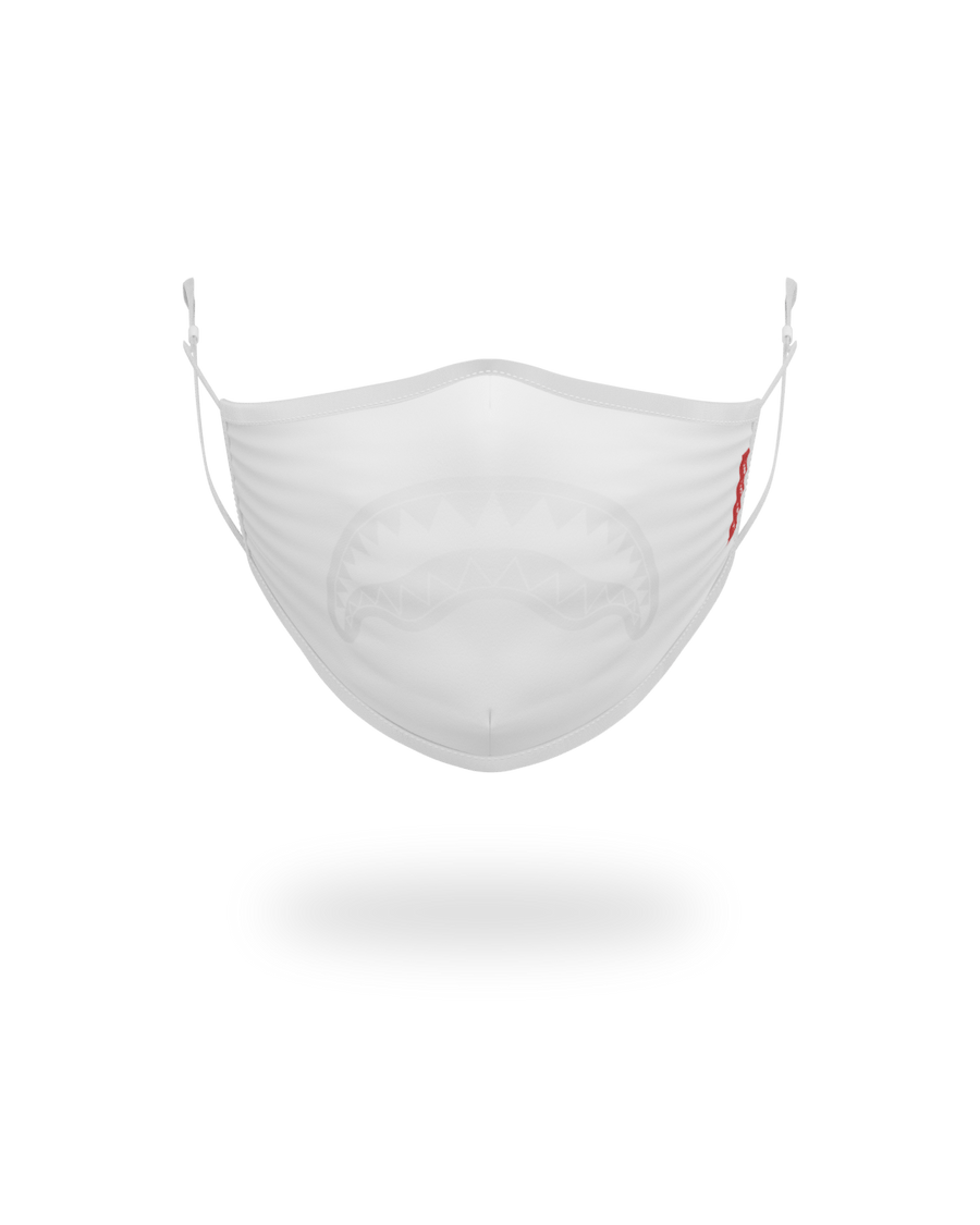 SPRAYGROUND® FASHION MASK ADULT WHITE ON WHITE SHARK FORM-FITTING FACE MASK