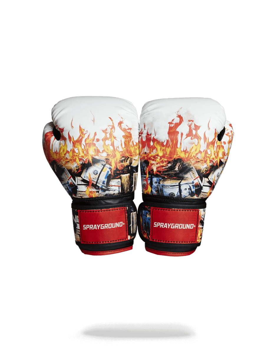 SPRAYGROUND® BOXING GLOVES WHITE FIRE MONEY BOXING GLOVES