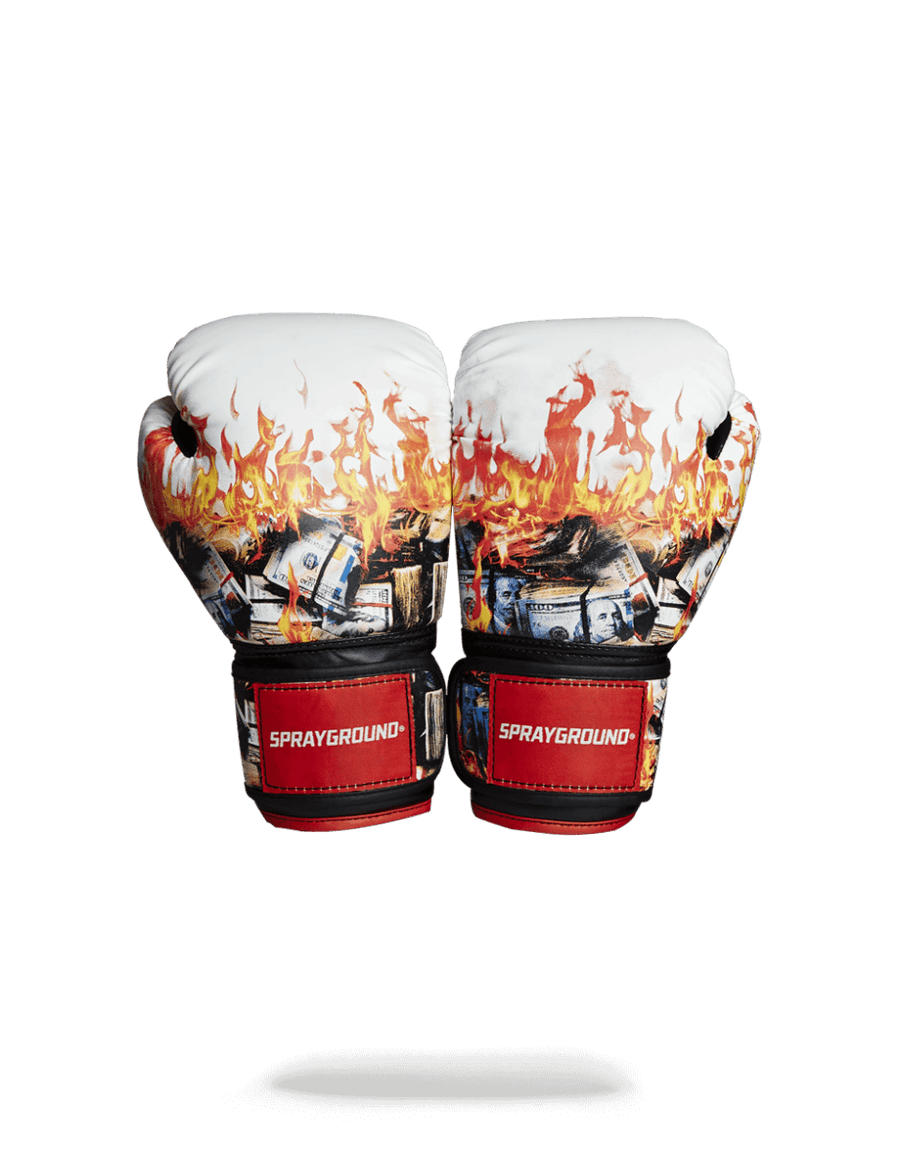 SPRAYGROUND® BOXING GLOVES WHITE FIRE MONEY BOXING GLOVES